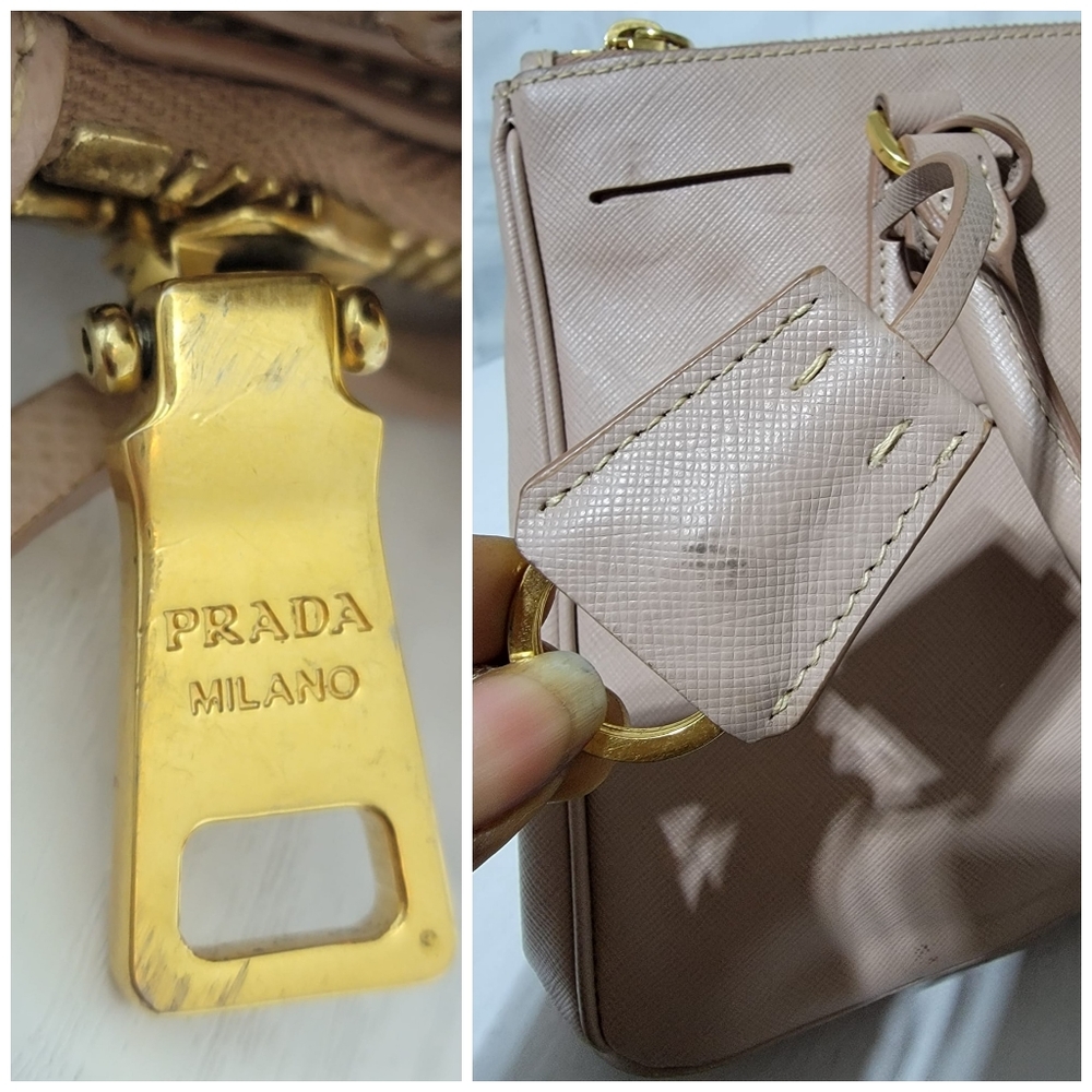Prada Saffiano Lux Leather Small Galleria Double Zip Tote Bag Light Rose Pink - Picture 14 of 16